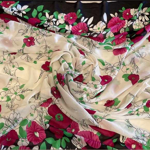 Floral Print Multicolor Chiffon Sheer Fabric - Picture 2 of 5